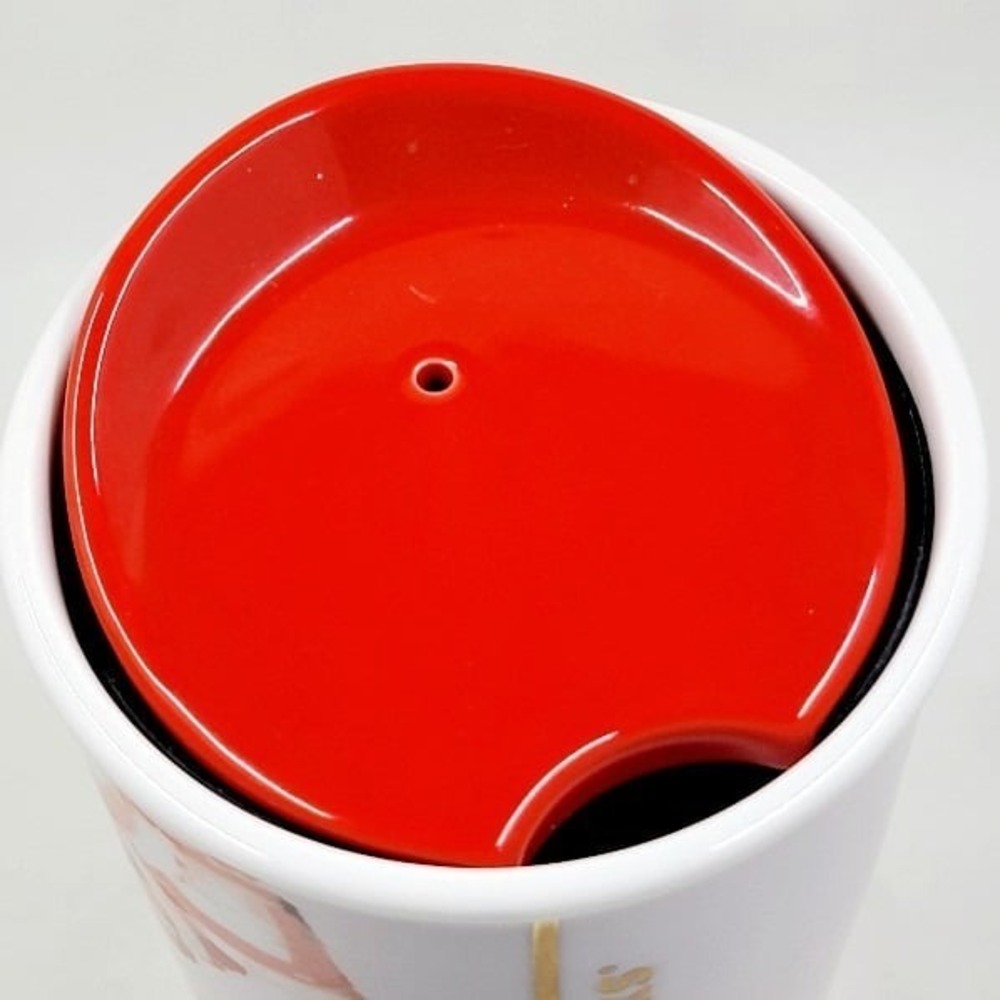 Starbucks Ceramic Travel Mug Red Pink Rose Floral 10oz - Picture 5 of 5